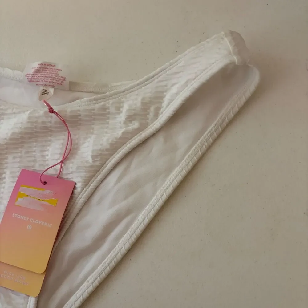 Stoney Clover x Target Women's Medium White Textured Bikini Bottoms High Cut